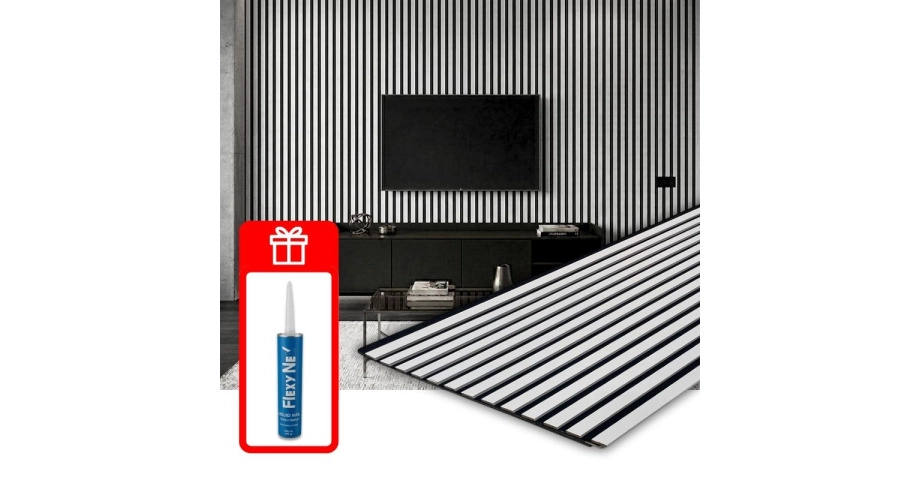 Акустичен панел от MDF 60x275см Бял + ПОДАРЪК: Лепило
