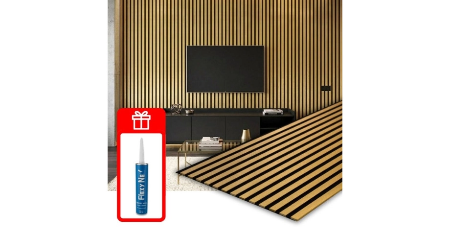 Акустичен панел от MDF 60x275см Голд + ПОДАРЪК: Лепило