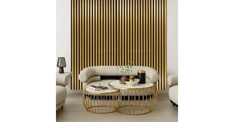 Акустичен панел от MDF 60x275см Голд + ПОДАРЪК: Лепило