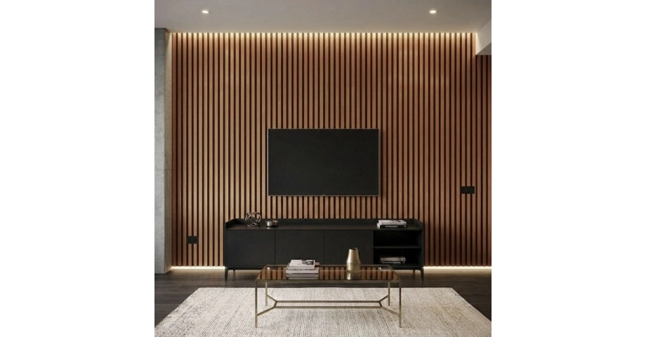 Акустичен панел от MDF 60x275см Тийк + ПОДАРЪК: Лепило