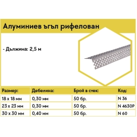 Алуминиев ъгъл рифелован