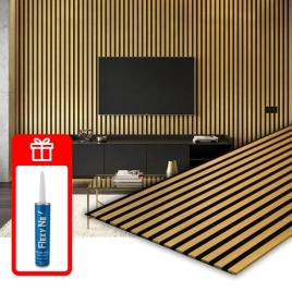 Акустичен панел от MDF 60x275см Голд + ПОДАРЪК: Лепило
