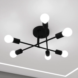 Полилей 6xЕ27 (60x23см) Черен
